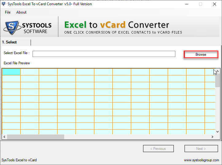 SysTools Software excel to vcard converter
