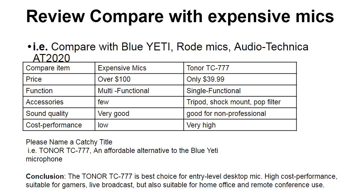 TC-777 USB Condenser Mic Features